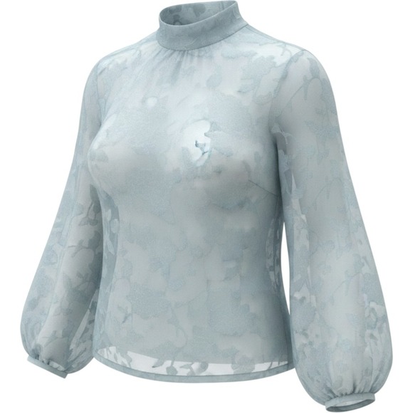 White House Black Market Tops - White House Black Market Blouse Womens XL Light Blue Excellent Floral Burn-Out